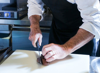 Chef preparing food, meal, in the kitchen, chef cooking, Chef decorating dish, chef at work