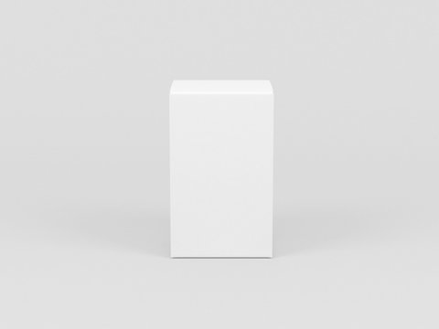 White textured cardboard box mockup isolated on gray, front view