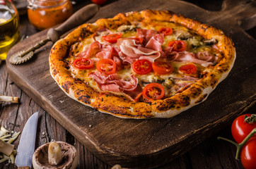 Rustic old style vintage pizza