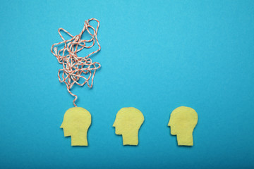 Mind think concept, idea in mind. Brain noise, tired, problems, stress.