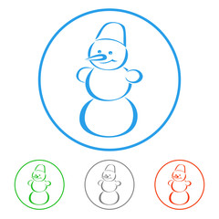 Snowman icons. Outline. Vector.