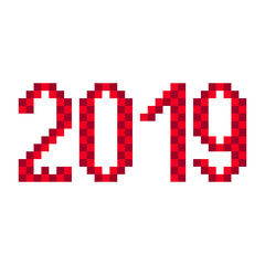 2019 number inscription. Pixel art. Vector.