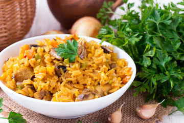 Mushroom risotto with parsley