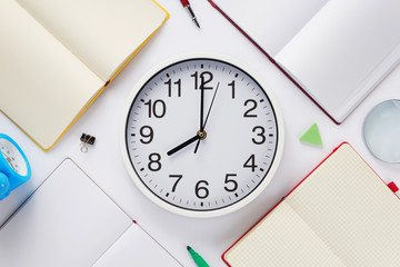 school accessories and wall clock