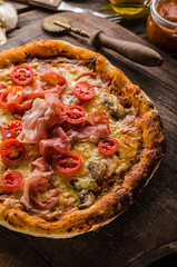 Rustic old style vintage pizza