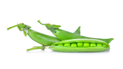 Peas green beans isolated on white background