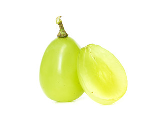 white grape fresh fruit with stem isolated on white background