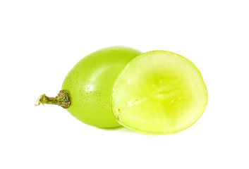 white grape fresh fruit with stem isolated on white background