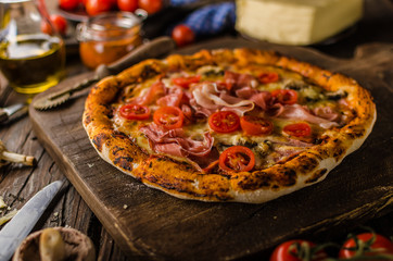 Rustic old style vintage pizza