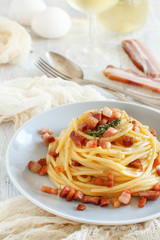 Traditional italian dish spaghetti carbonara