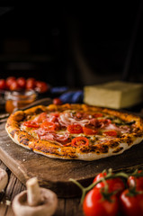 Rustic old style vintage pizza