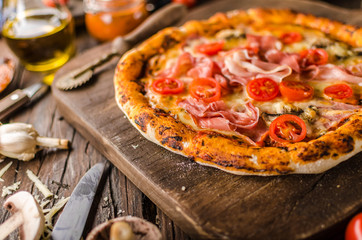 Rustic old style vintage pizza