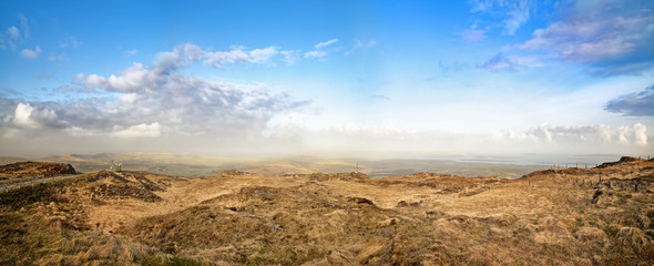 Beautiful panoramic view from the Mount Gabriel in spring. County Cork, ireland
