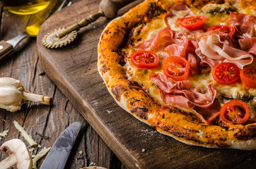 Rustic old style vintage pizza