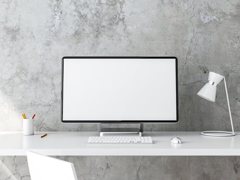All in One Desktop Computer Mockup on white table