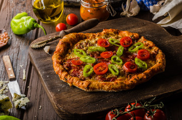 Rustic old style vintage pizza