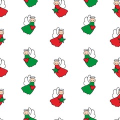 Seamless pattern with angels and stars. Vector illustration. Merry Christmas.