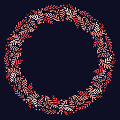 Christmas Wreath with Round Frame for Cards Design Vector Layout with Copyspace Can be use for Decorative Kit, Invitations, Greeting Cards, Blogs, Posters, Merry Christmas and Happy New Year.