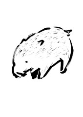 亥干支の筆手書きイラストの年賀状素材