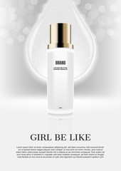 White lotion with big water drop and bokeh