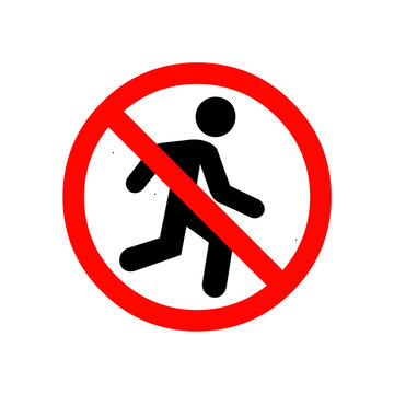 a prohibition for walk or step, vector icon, glyph design, common public sign