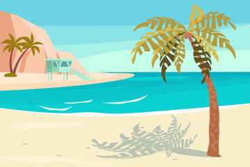 Fototapeta na wymiar Landscape with sand tropical Beach. 