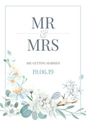 Invitation card with a light blue theme