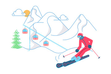 Skier on winter Mountain Landscape