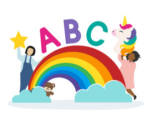 Kids with the ABC letters