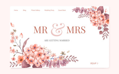 Floral wedding invitation website design