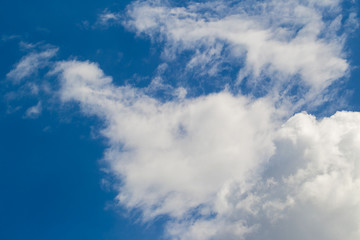 Blue sky with clouds background.Sky daylight. Natural sky composition. Element of design.