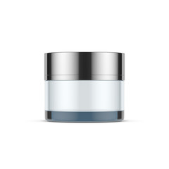 Glass cylindrical jar mockup for cosmetics with chrome cap