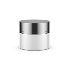 White cylindrical jar mockup for cosmetics isolated on white