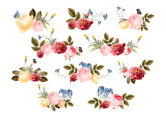 Hand drawn flowers colorful floral pattern