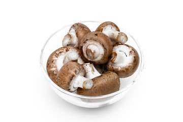 Champignons in einer Glasschale