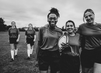 Fototapeta premium Happy rugby players walking together