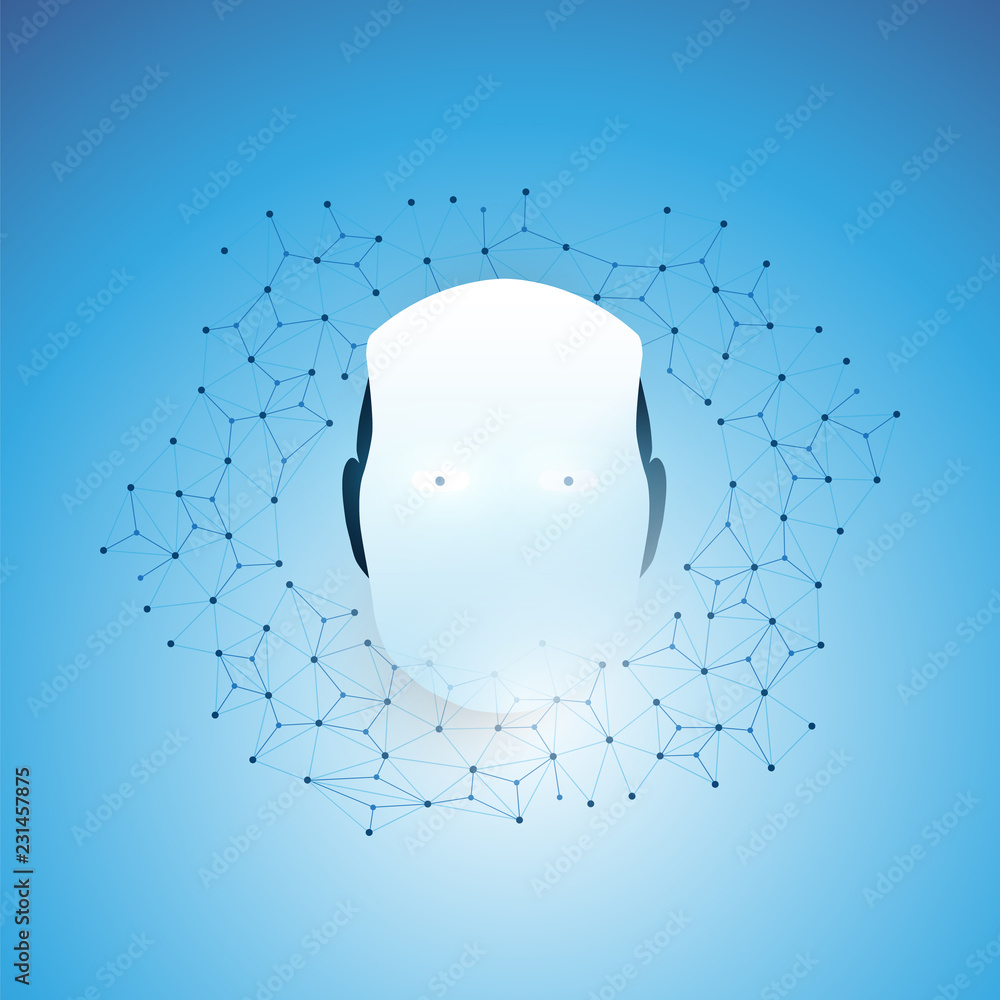 Aufkleber abstract machine and deep learning, artificial intelligence, cloud computing and networks design con