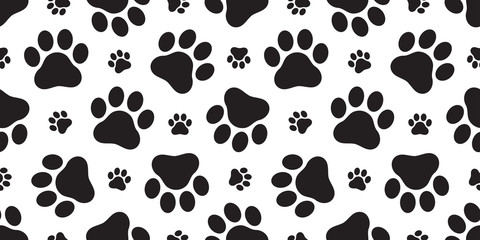 Fototapeta premium Dog Paw seamless pattern vector footprint kitten puppy tile background repeat wallpaper cartoon isolated illustration white
