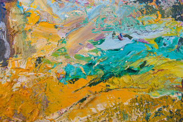 Oil paint background for text or image. Abstract oil paint texture. Multicolored scratched background.