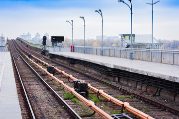 Fototapeta premium metro subway bridge over the river Dnieper in Kiev, Ukraine