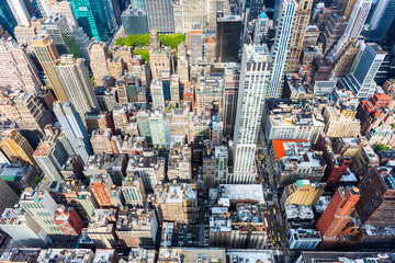 MANHATTAN, NEW YORK CITY. Manhattan skyline and skyscrapers aerial view. New York City, USA.