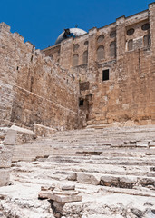 a section of the pilgrim stairs at the southern end of the western wall that led pilgrims to the temple mount