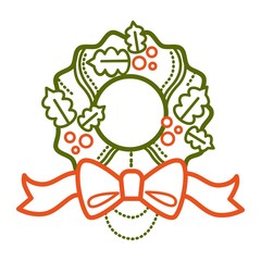 Christmas wreath made of mistletoe traditional plant leaves