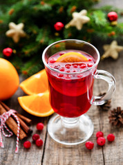 Glass of hot mulled wine