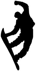 Black Snowboarder Flat Icon on White Background