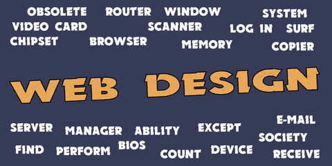 WEB DESIGN words and tags cloud
