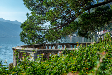 A terrace on the lake of Lugano on a warm sunny day in Autumn - 2