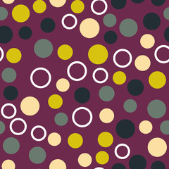 Rounds and circles. Seamless vector EPS 10. Flat geometric pattern texture. Multicolor abstract background for print and textile