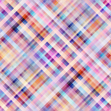 Seamless background. Geometric abstract diagonal plaid pattern in low poly pixel art style. Pastel colors. Vector image.