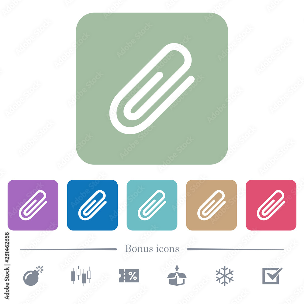 Poster attachment flat icons on color rounded square backgrounds
